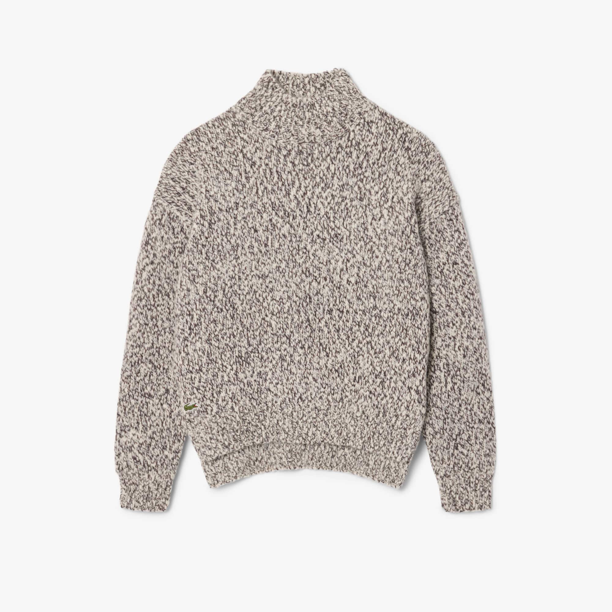 High Neck Mercerized Wool Knit Sweater - Sweaters & Sweatshirts