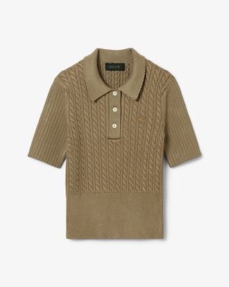 Runway Cable Knit Polo Collar Sweater