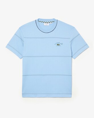 T-shirt homme Lacoste &agrave; rayures en jersey de coton biologique