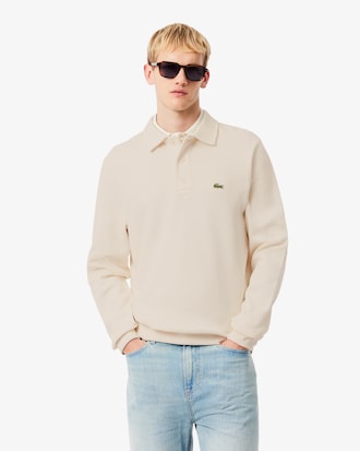 Men's Ribbed Cotton Polo Collar Sweatshirt