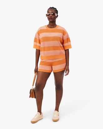 Shorts De Punto De Malla A Rayas