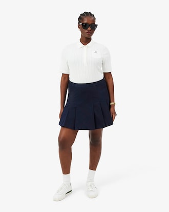 Jupe courte pliss&eacute;e en coton stretch