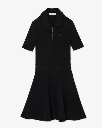 Women's 3D Rib Knit Zip-Up Polo Dress