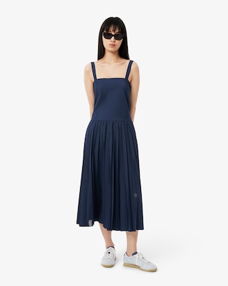 Robe longue pliss&eacute;e &agrave; bretelles