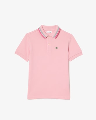 Polo de Petit Piqué con Cuello a Rayas para Niños