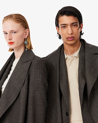 Runway Wrap Collar Wool Trench Coat