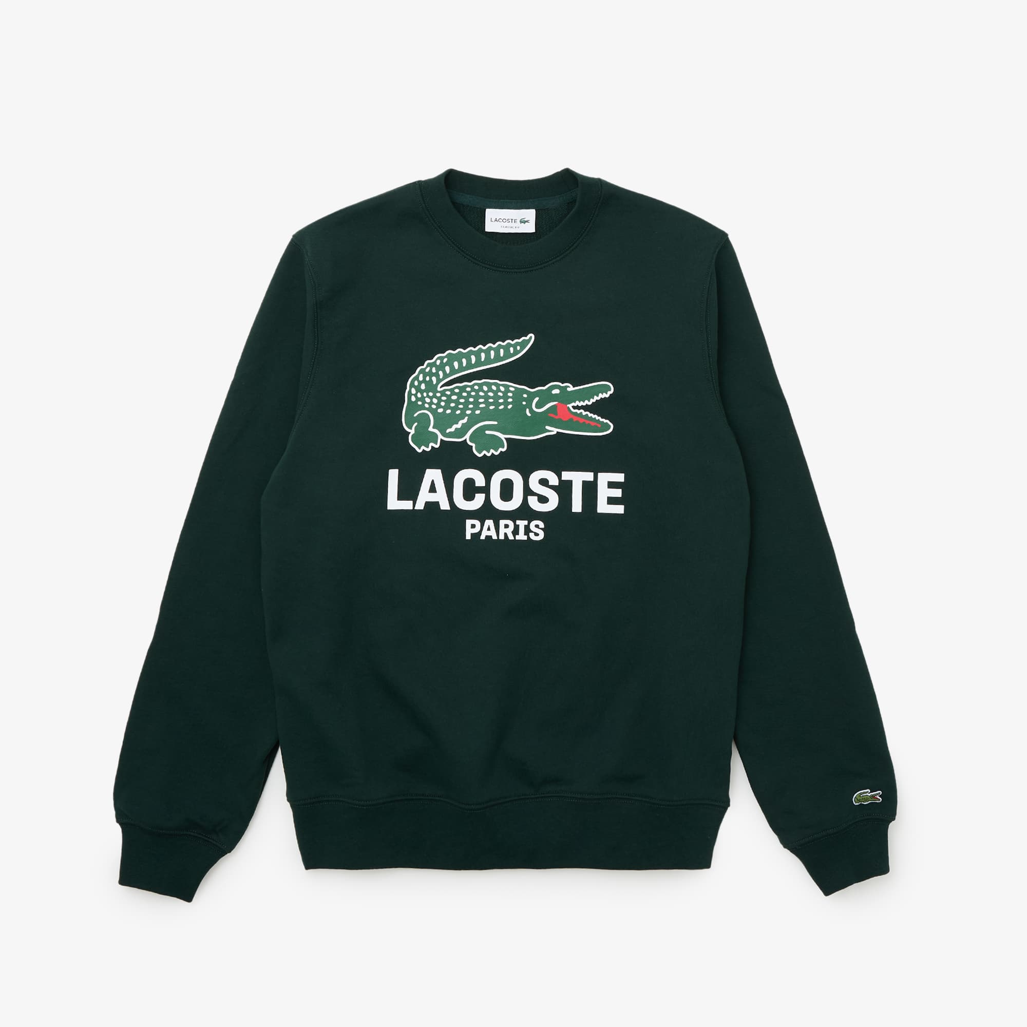 Lacoste Men's Classic Fit Printed Crew Neck Sweatshirt - M - 4 In Green