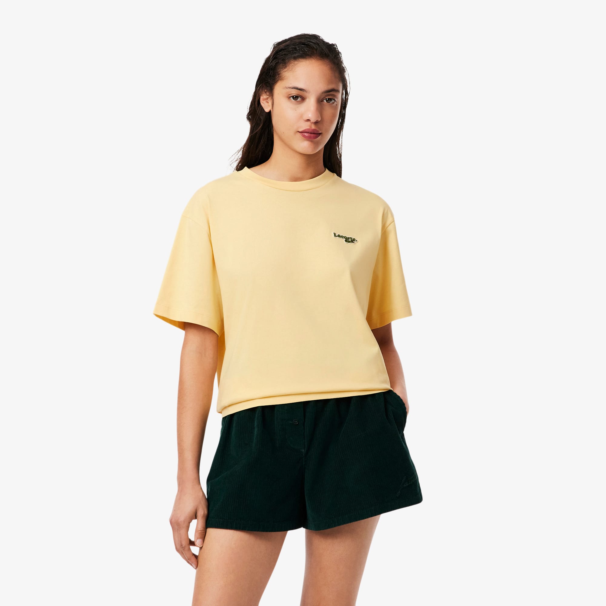 Women's Oversized Short Cut Cotton Logo T-Shirt - T-Shirts & Tops