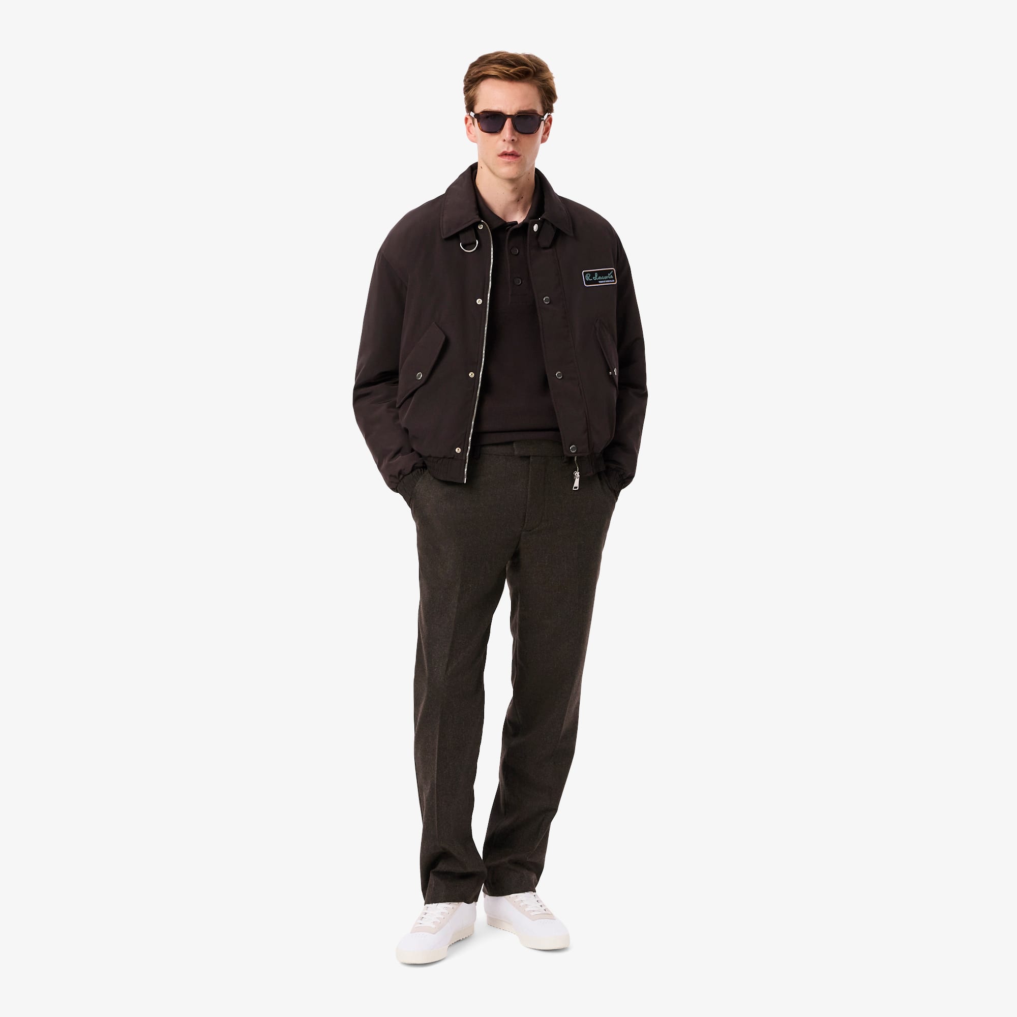 Lacoste Men's Straight Fit Chevron Wool Pants - 30 In Black