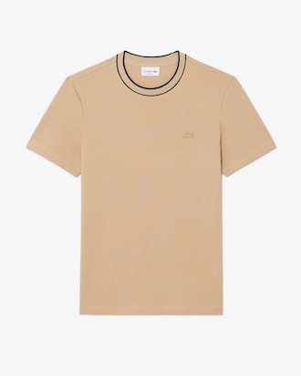 Men's Stretch Piqu&eacute; Striped Collar T-Shirt