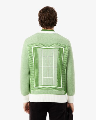 Tennis Court Graphic Jacquard Sweater