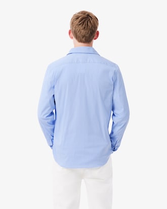 Camisa de Corte Ajustado de Popelina El&aacute;stica de Rayas