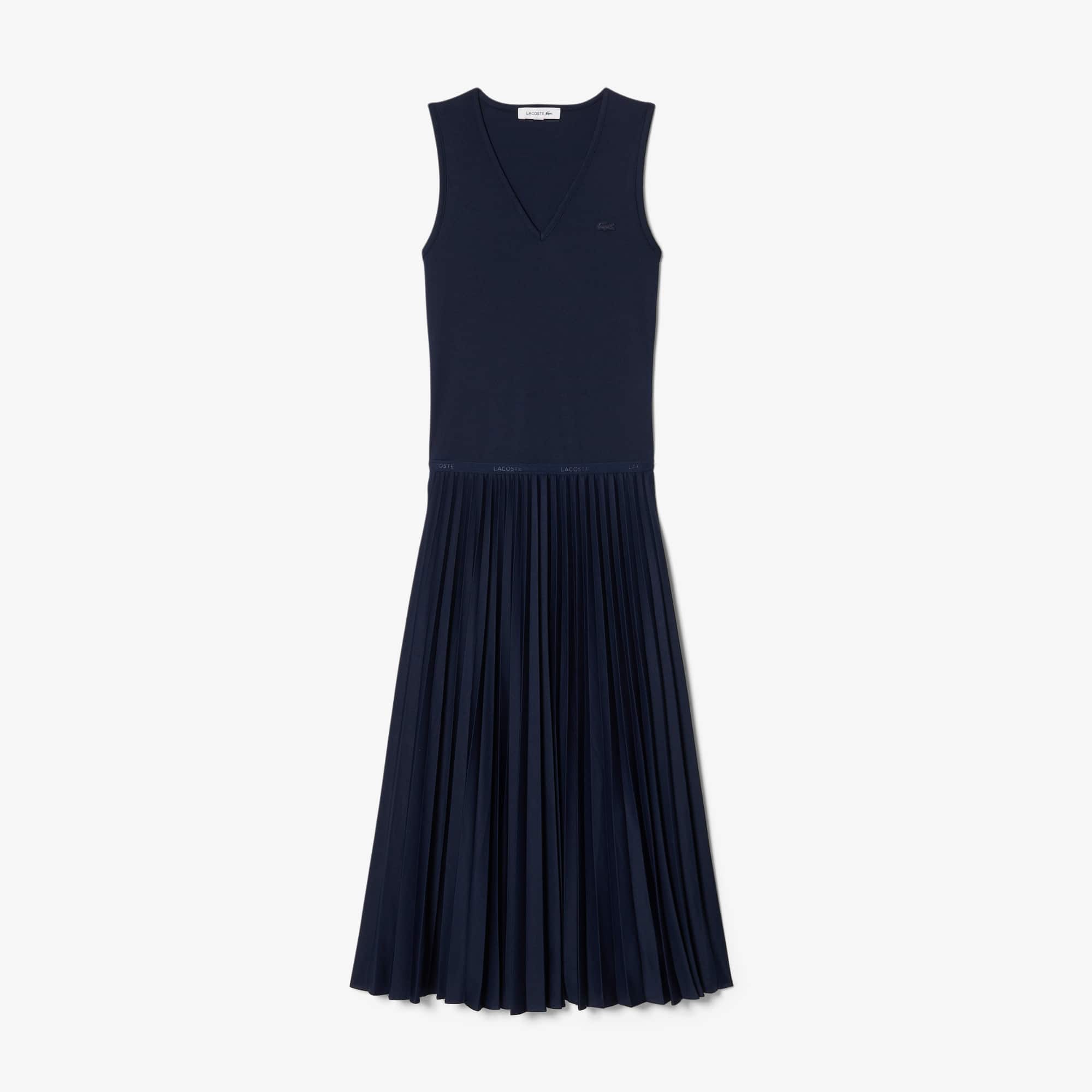 Lacoste Long Sleeveless Pleated Dress - 32 In Blue