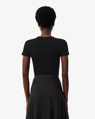 Playera de Corte Slim de Algod&oacute;n Acanalado para Mujer