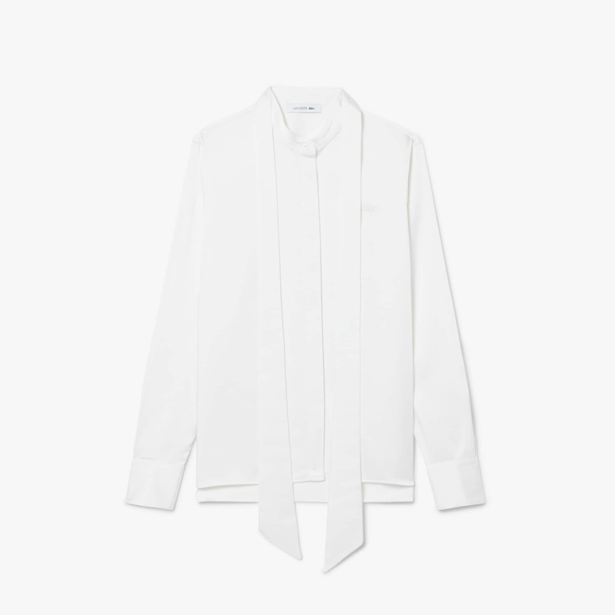 Lacoste Regular Fit Removable Tie Collar Shirt - 38 In White