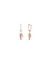 Pink Crystal Croc Pendant Gold Earrings
