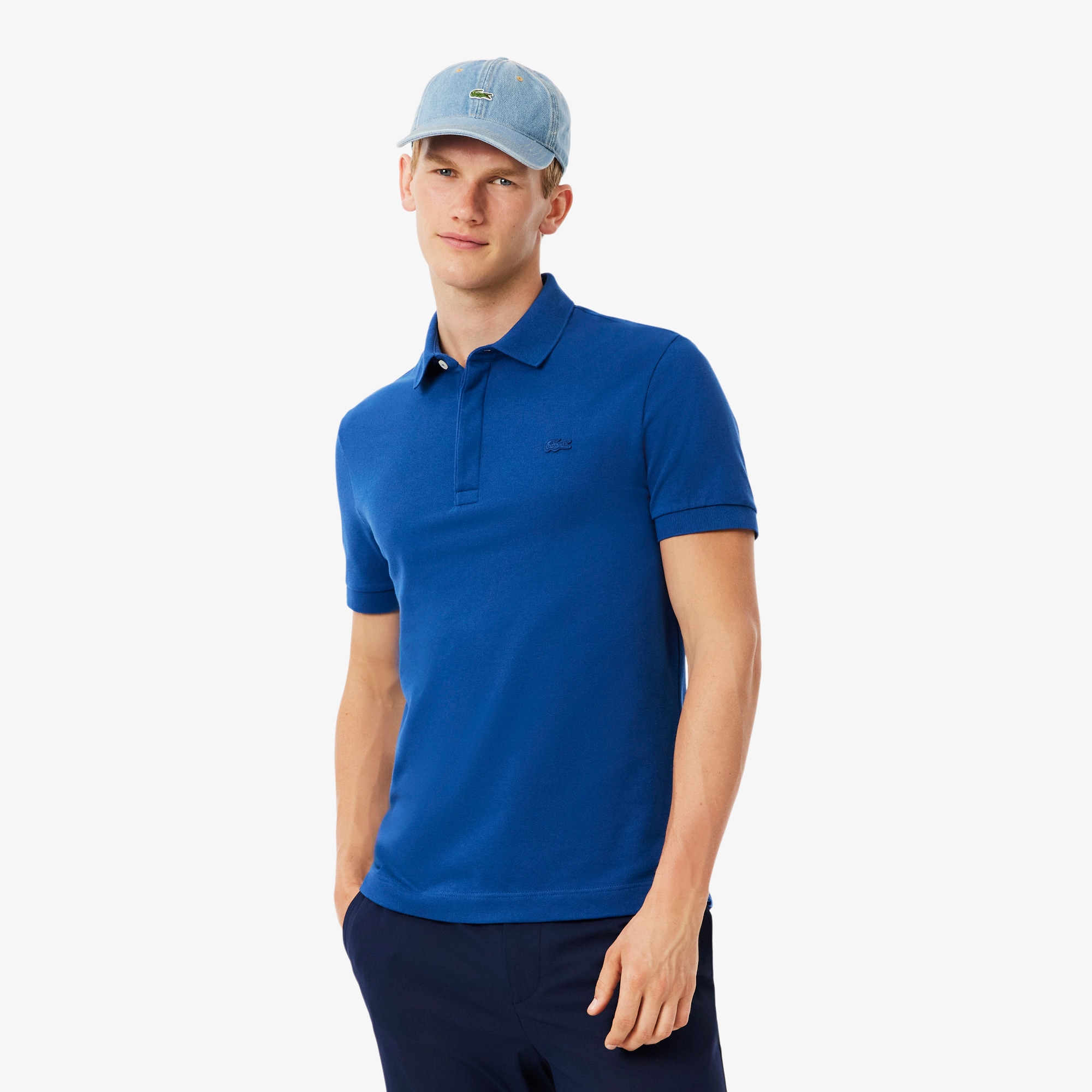 Lacoste Men's Regular Fit Paris Stretch Piqué Polo In Blue