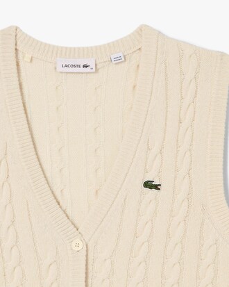 Women's Lacoste x Bandier Sleeveless Cashmere Cardigan