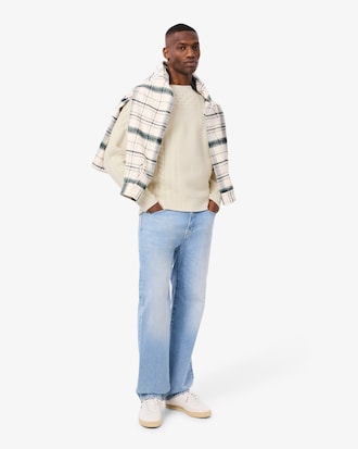 Men's Relaxed Fit Patchwork Effect Wool Sweater