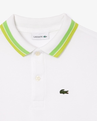 Polo avec col tricolore en petit piqu&eacute; de coton