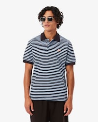 Classic Fit Textured Striped Polo Shirt