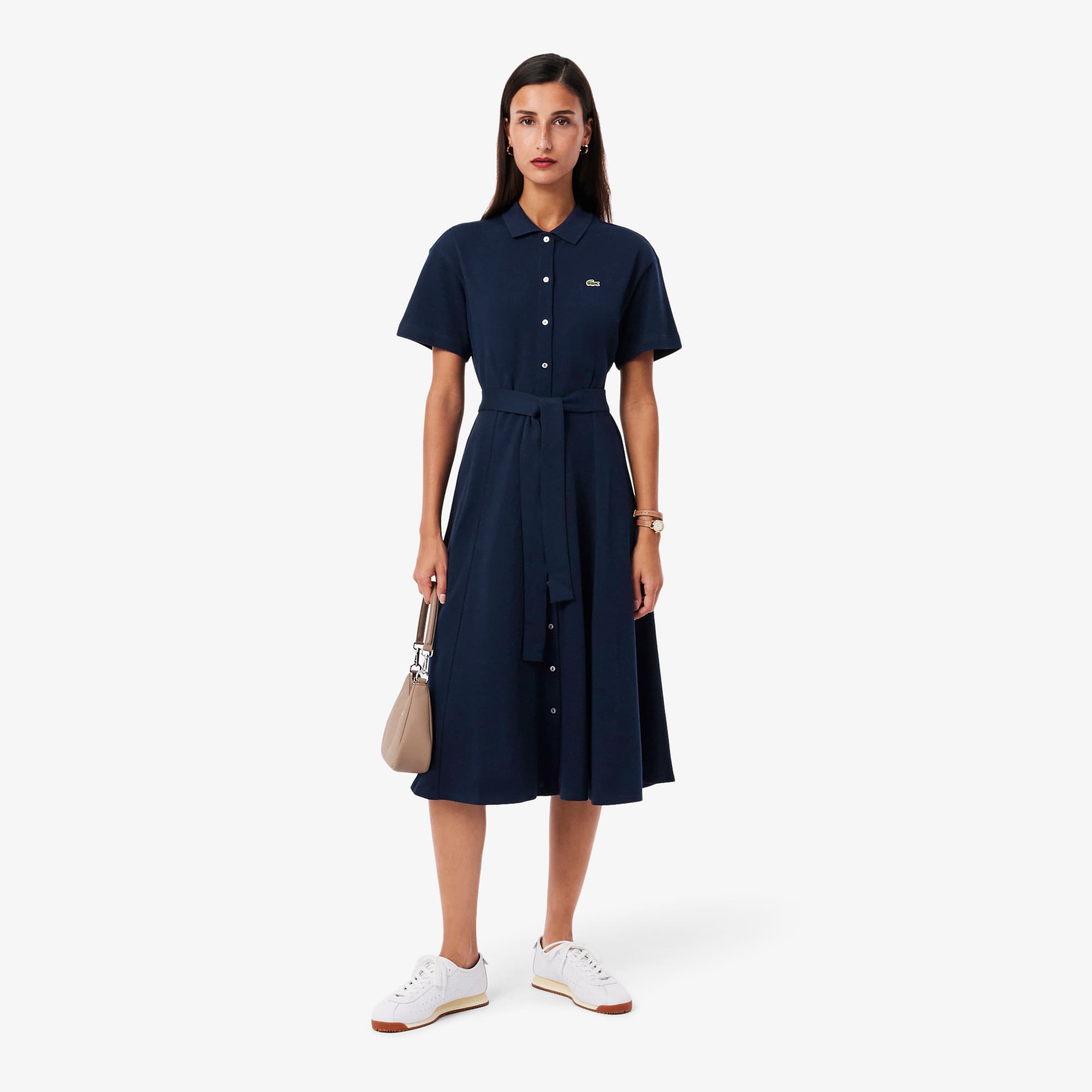 Women's Flared Mini-Piqué Polo Dress - Dresses - New In 2026 | Lacoste