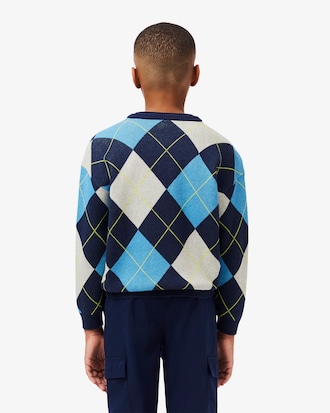 Kids' Cotton and Wool Argyle Sweater