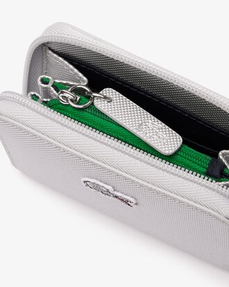 Women's Silver Canvas L.12.12 Zipped Wallet