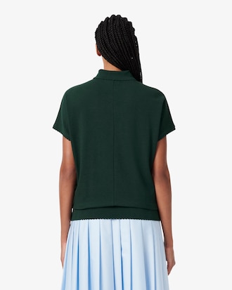 Relaxed Fit Scallop Trim Fluid Piqu&eacute; Polo Shirt