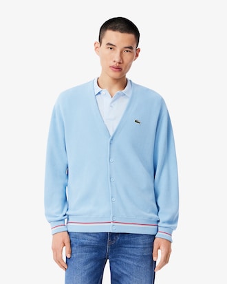 Men's Relaxed Fit Stripe Detail Cotton Cardigan
