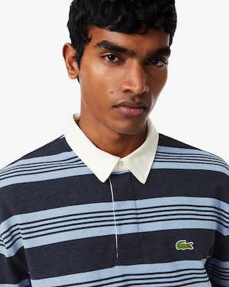 Relaxed Fit Striped Piqu&eacute; Rugby Polo Shirt