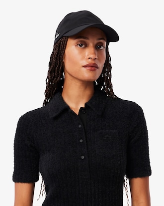 Women's Fuzzy Ribbed Knit Polo Collar Dress