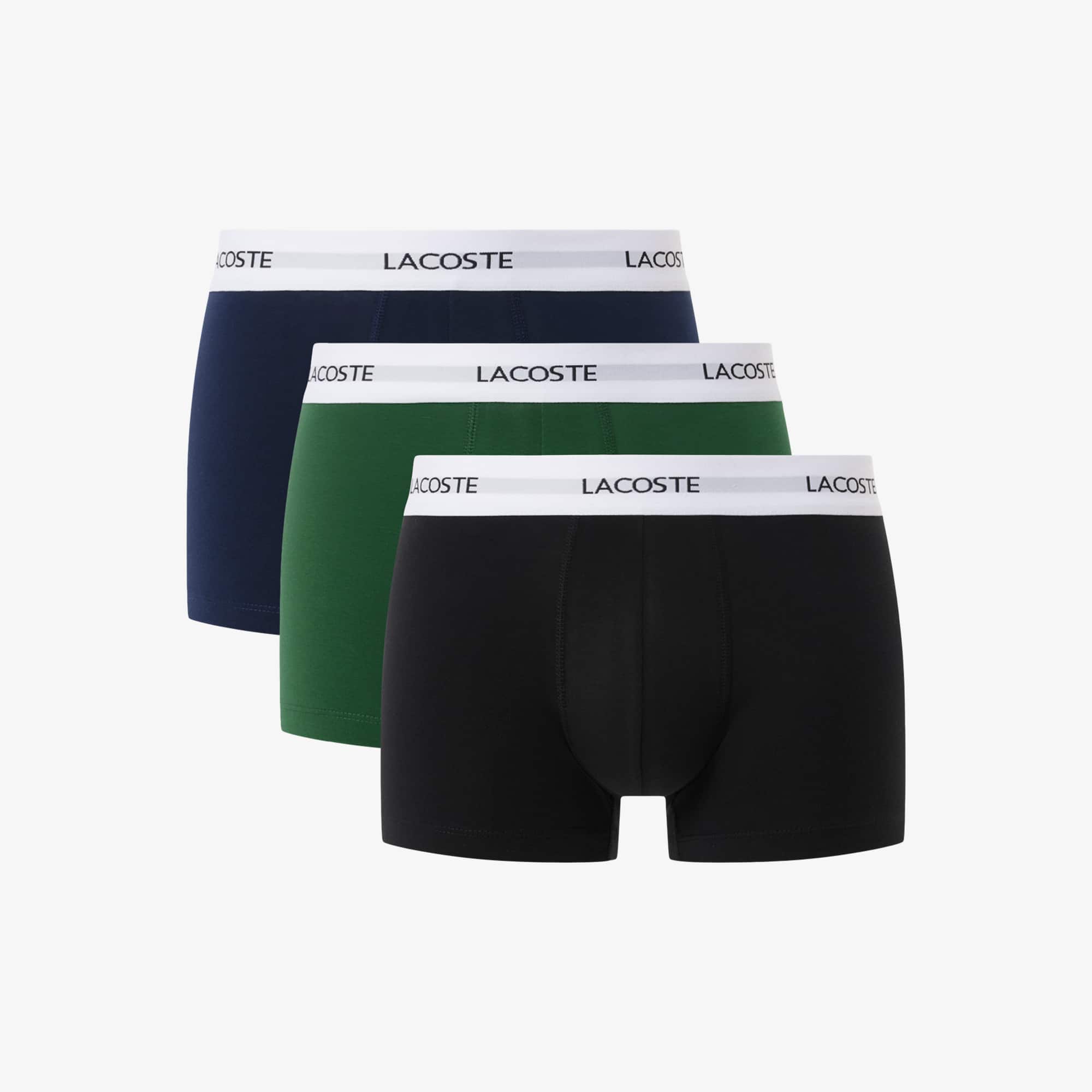 Lacoste Men's 3-pack Stretch Cotton Trunks - Xl In Black
