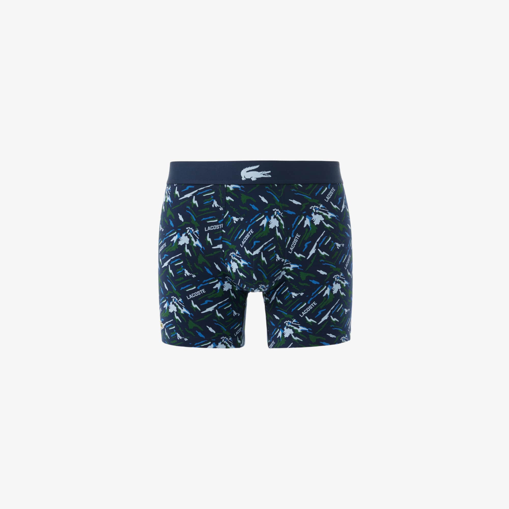 Lacoste Men's Printed Stretch Cotton Boxer Briefs - Xl In Blue