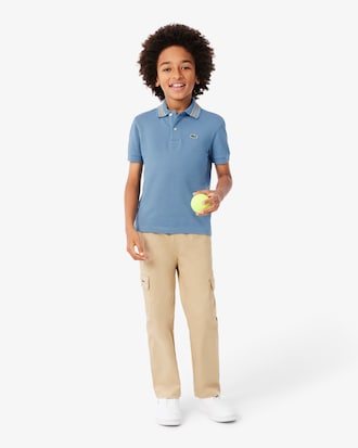 Polo de Petit Piqu&eacute; con Cuello de Rayas