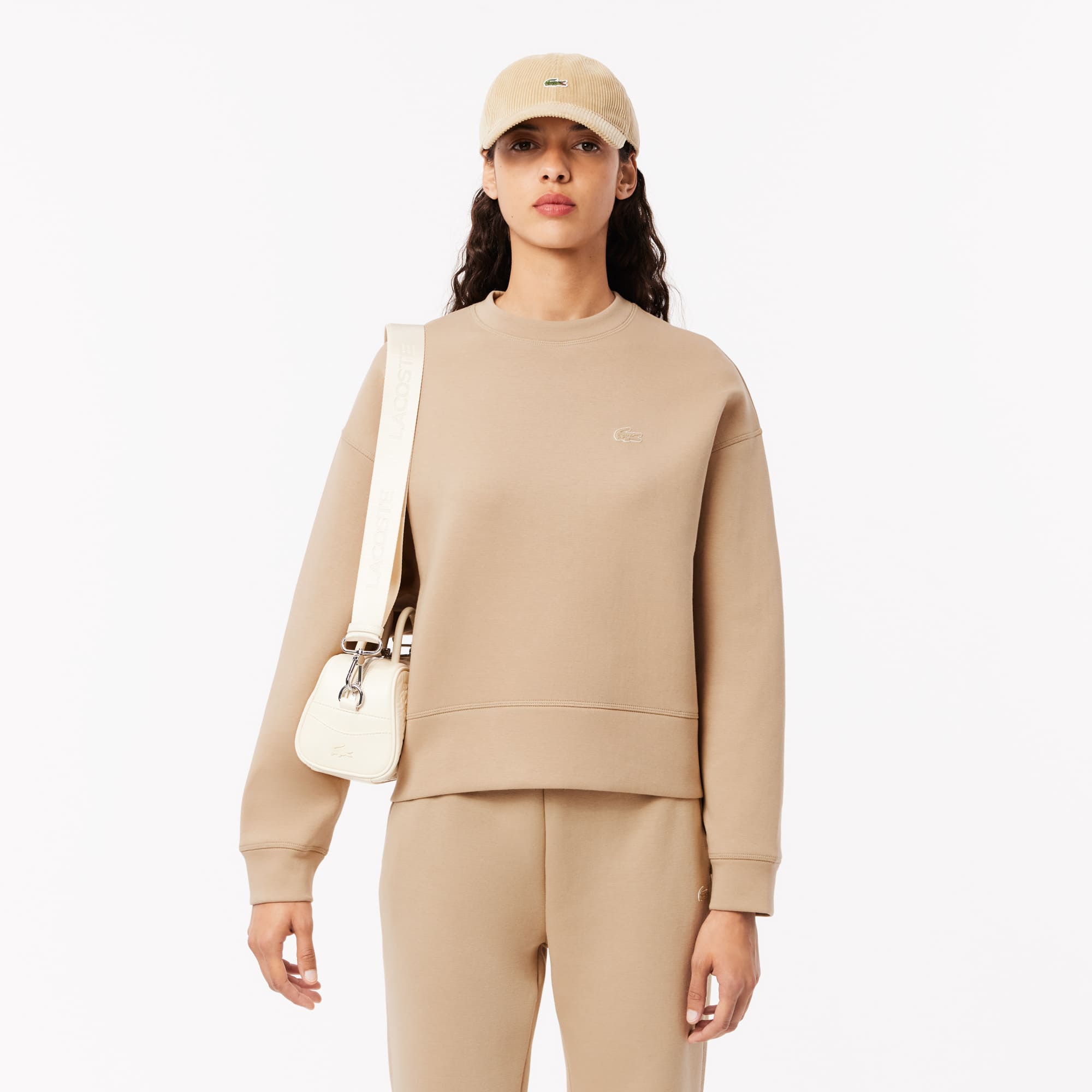 Lacoste Women's Oversized Cotton Sweatshirt - 40 In Beige