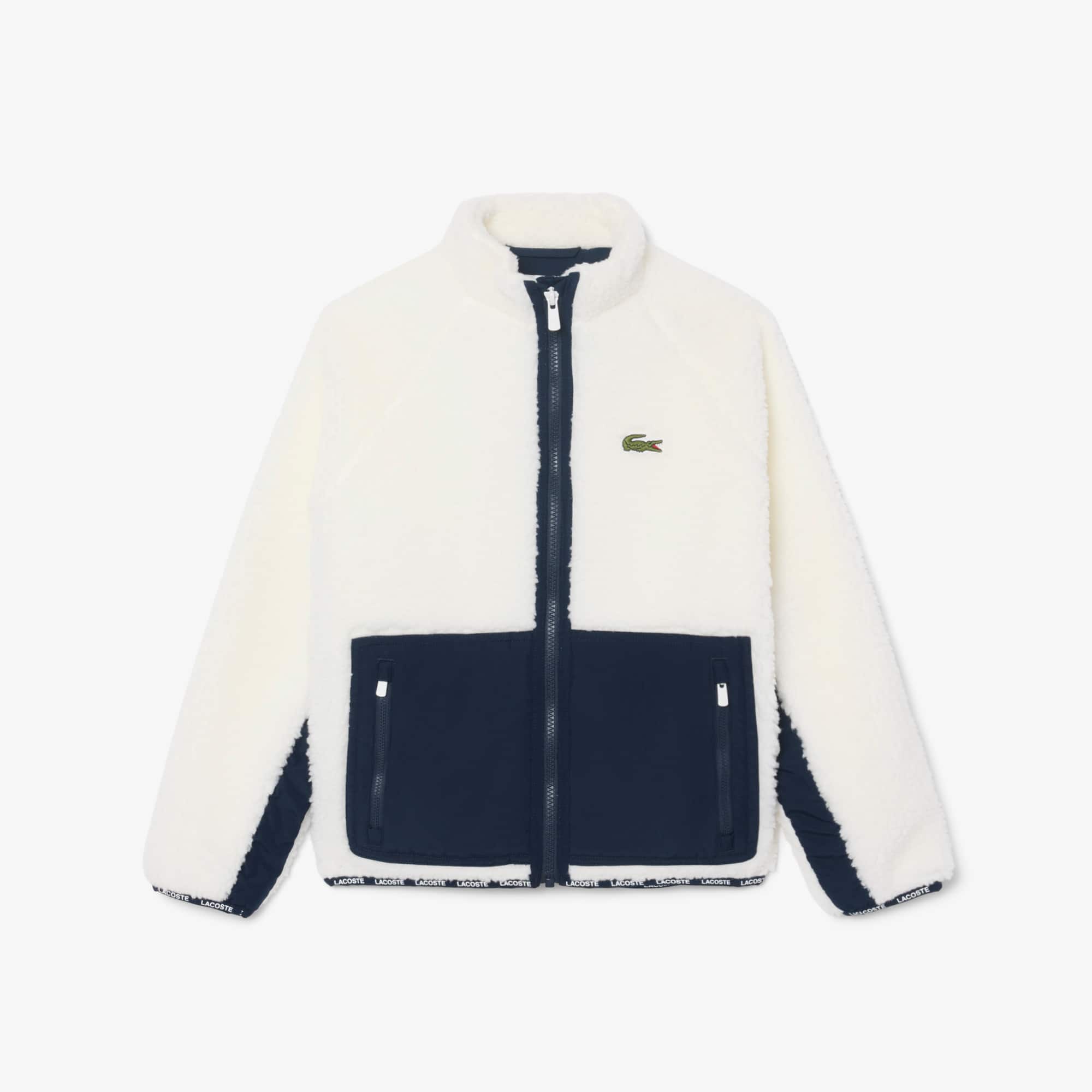 Lacoste Unisex Sherpa Fleece Color-block Jacket - 16 Years In Neutral