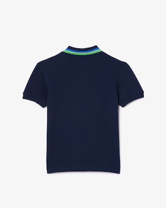 Kids' Stripe Collar Petit Piqué Polo