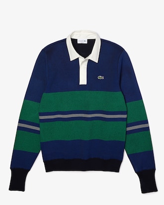 Men’s Contrast Neck And Stripes Rugby Sweater