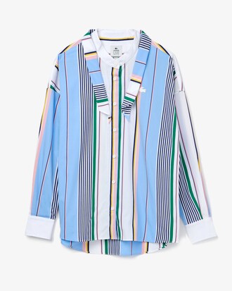 Chemise classic fit Lacoste LIVE coton ray&eacute; avec foulard &agrave; nouer