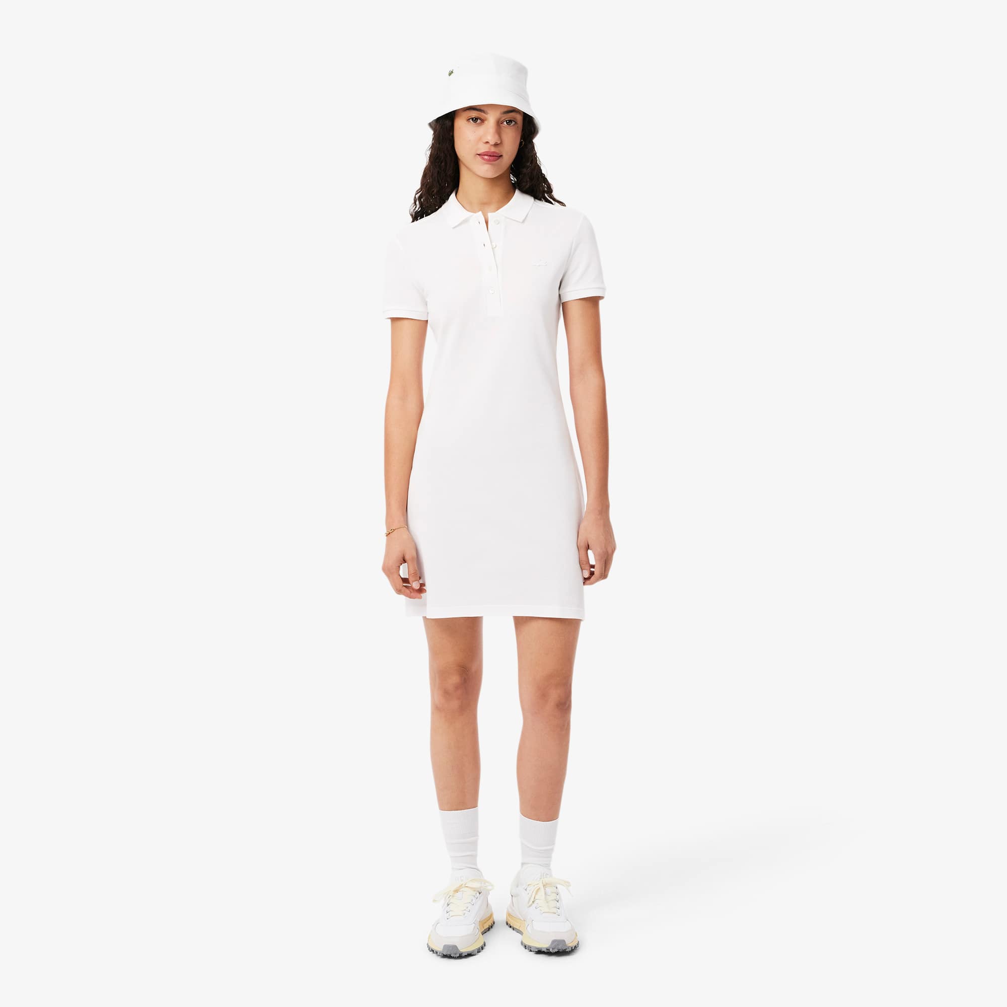 Lacoste Women's Short Sleeve Slim Fit Stretch Pique Polo Dress