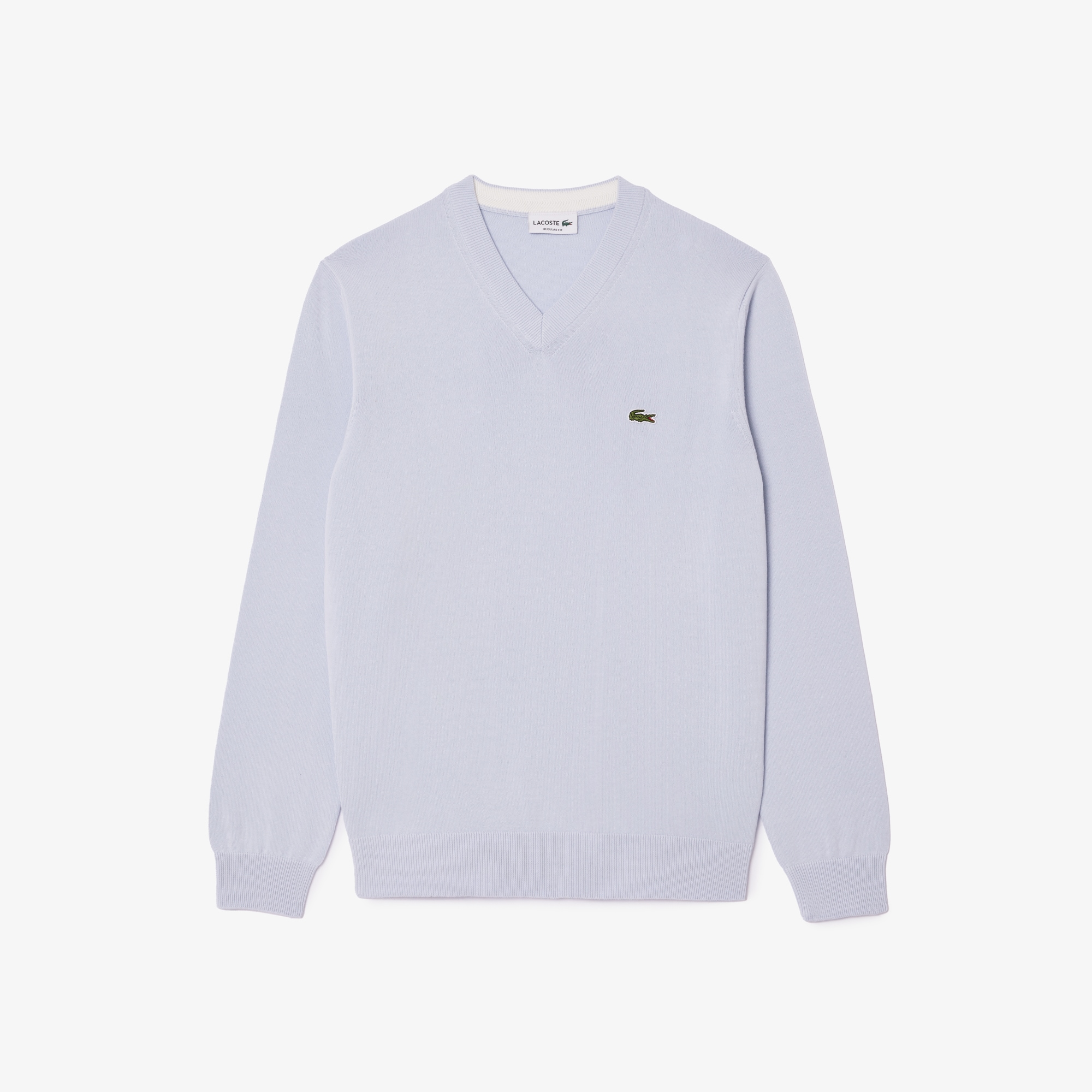 Lacoste Men's Cotton V-neck Sweater In White