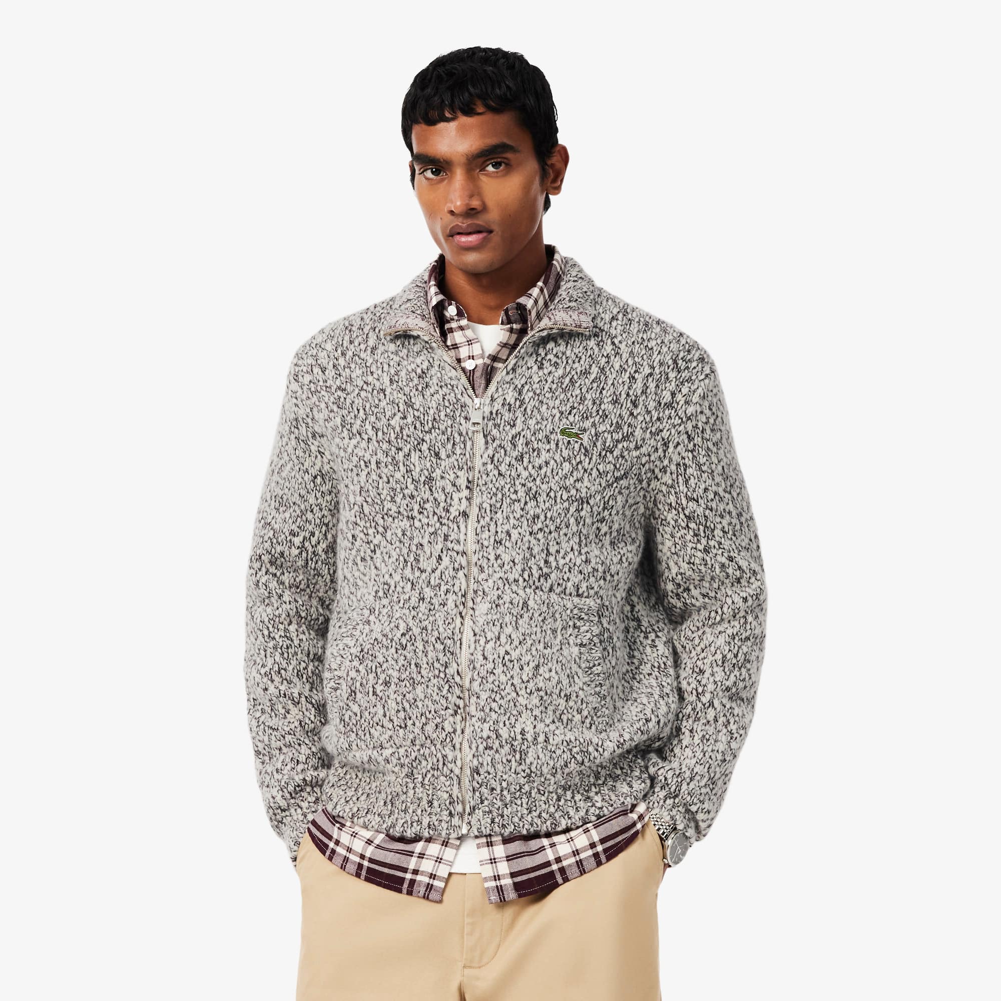 Zipped Mercerized Wool Knit Sweater - Sweaters & Sweatshirts - New
