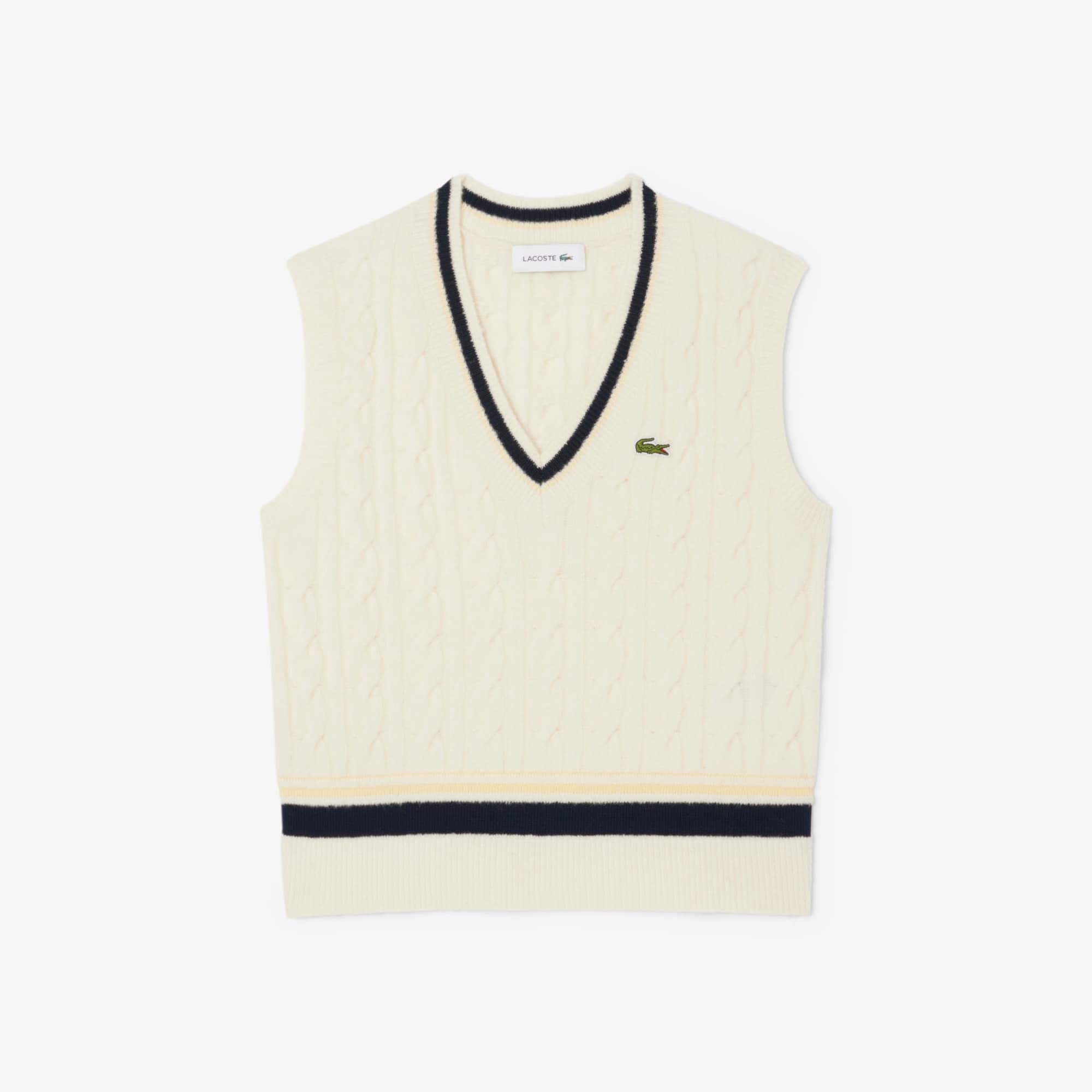 Women's Cable Knit Wool Sweater Vest - Sweaters