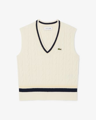 Women's Cable Knit Wool Sweater Vest