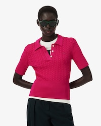 Runway Cable Knit Polo Collar Sweater
