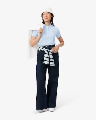 Polo femme L.12.D slim fit en piqu&eacute; de coton stretch