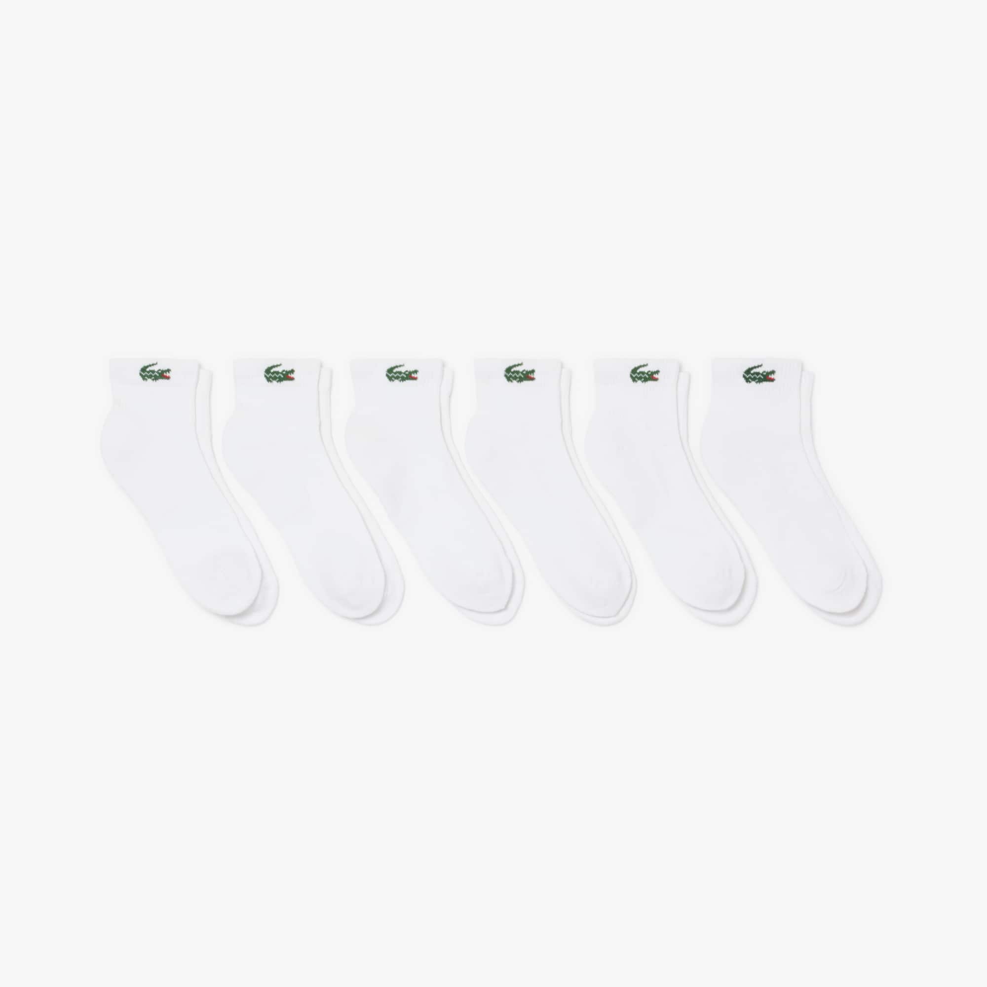 Lacoste 6-pack Striped Cotton Ankle Socks - 9 - 12.5 In White