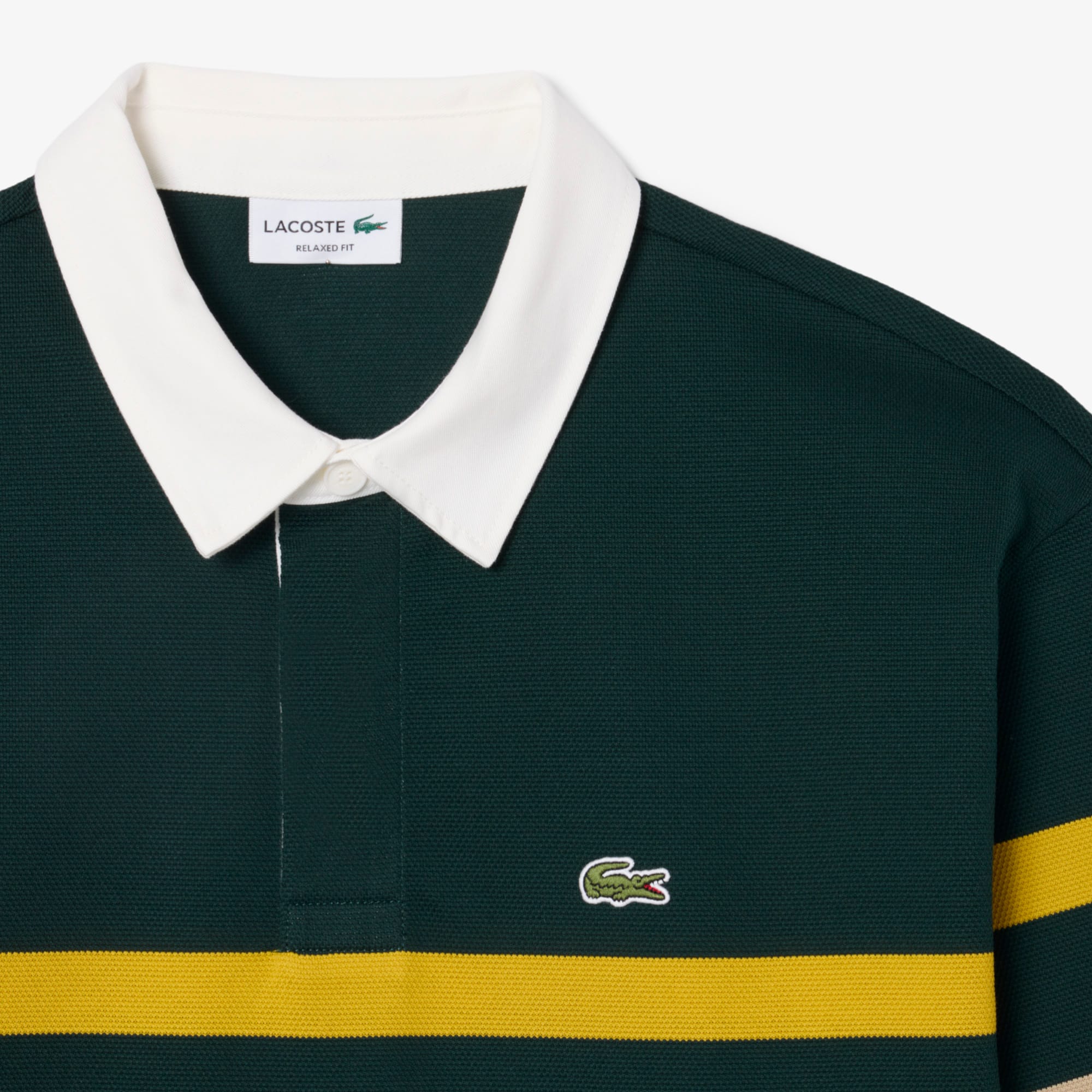 Relaxed Fit Striped Piqué Rugby Polo Shirt