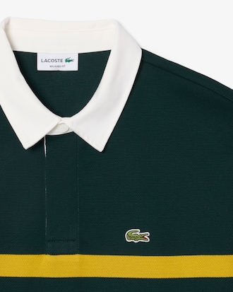 Polo de Rugby de Piqu&eacute; de Rayas de Corte Holgado